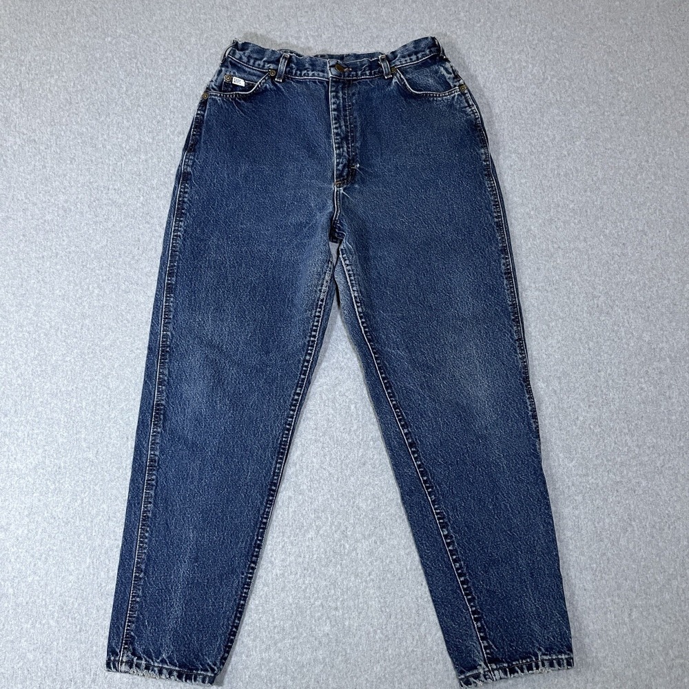 Vintage Lee Jeans Womens 16 Blue Mom Tapered High Rise Dark Faded Denim